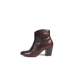 VTG TRASK Boots Western Ankle Boots Brown Leather Heeled Boots Size 6.5